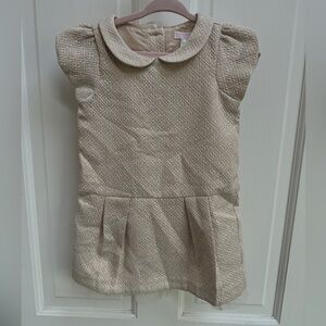 NWOT Janie & Jack 2T Girls Formal Gold Short Sleeve Collared Party Dress